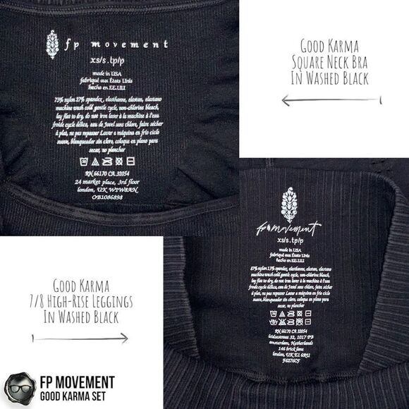 FP MOVEMENT GOOD KARMA SET: SQUARE NECK BRA + HIGH-RISE LEGGINGS IN WASHED BLACK - Picture 13 of 16